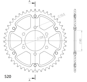 Rear sprocket SUPERSPROX STEALTH RST-478:46-GLD auriu 46T, 520 - Img 2