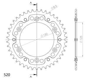 Rear sprocket SUPERSPROX STEALTH RST-990:42-GLD auriu 42T, 520 - Img 2