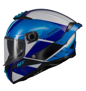 Casca MT Thunder 4 SV Freeway A17 albastru lucios cu ochelari de soare interiori coborati