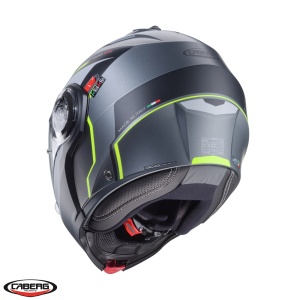 Casca modulabila (flip-up) Caberg Duke Evo Move L1 SV gun metal (titanium)/negru/galben fluor mat - Img 3