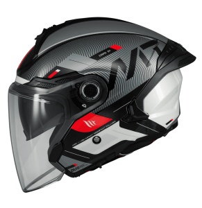 Casca open face motociclete MT Cosmo SV Silence B2 negru/gri lucios (ochelari soare integrati) - tip viziera: MT-V-37