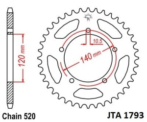 Foaie spate ALU JT JTA 1793-42 42T, 520 - Img 2