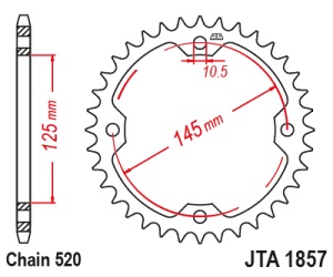 Foaie spate ALU JT JTA 1857-36BLK 36T, 520 Negru - Img 2