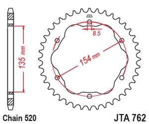 Foaie spate ALU JT JTA 762-43BLK 43T, 520 Negru - Img 2