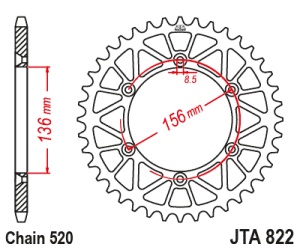 Foaie spate ALU JT JTA 822-53 53T, 520 - Img 2