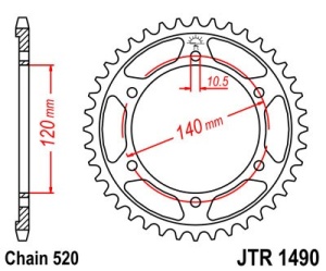 Foaie spate JT JTR 1490-37 37T, 520 - Img 2