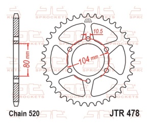 Foaie spate JT JTR 478-48 48T, 520 - Img 3