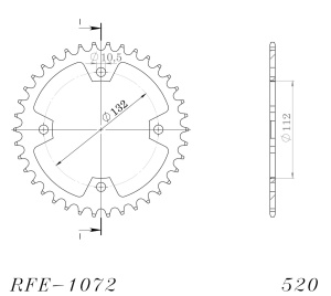 Foaie spate SUPERSPROX RFE-1072:38-BLK Negru 38T, 520 - Img 2