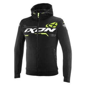 Geaca (hanorac tip hoodie) motociclete barbati Urban Ixon vara model Touchdown Ultra MS culoare: negru/alb/galben