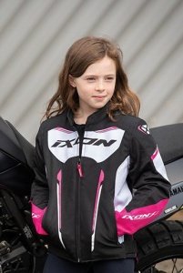 Geaca (jacheta) motociclete copii Racing/Roadster Ixon vara model Striker AIR KID culoare: negru/alb/fuchsia (roz) - Img 3