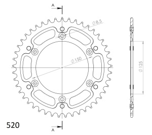 Kit de lant D.I.D Chain - Argintiu chain 520 VX, X-ring (X, NX, QX, XS), CHK front sprocket SUPERSPROX, CHK rear sprocket SUPERSPROX STEALTH pentru HUSABERG FE 650/E 2003-2008 - Img 4