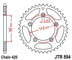 Kit de lant EK - Argintiu chain 420 SH, Non-sealed, CHK front sprocket JT, CHK rear sprocket JT pentru HUSQVARNA TC 65 2024 - Img 5