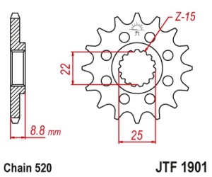 Kit de lant EK - Argintiu chain 520 SRO, O-ring, CHK front sprocket JT, CHK rear sprocket JT pentru KTM EXC (XC) 300 1998 - Img 3