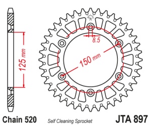 Kit de lant EK - Argintiu chain 520 SRO, O-ring, CHK front sprocket JT CHK rubber cushioned, CHK rear sprocket JT pentru KTM LC4 625 Super Competition Supermoto 2002 - Img 5