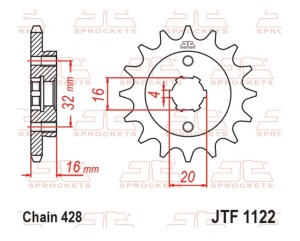 Pinion fata JT JTF 1122-14 14T, 428 - Img 2