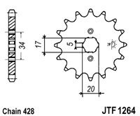 Pinion fata JT JTF 1264-15 15T, 428 - Img 2
