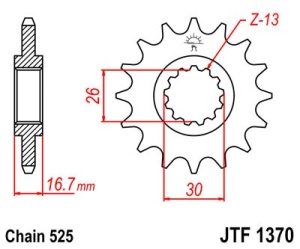Pinion fata JT JTF 1370-15RB 15T, 525 - Img 2