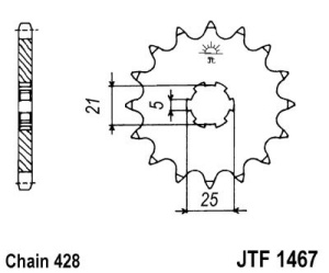 Pinion fata JT JTF 1467-13 13T, 428 - Img 2
