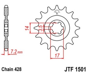 Pinion fata JT JTF 1501-14 14T, 428 - Img 2