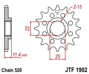 Pinion fata JT JTF 1902-17RB 17T, 520 rubber cushioned - Img 2