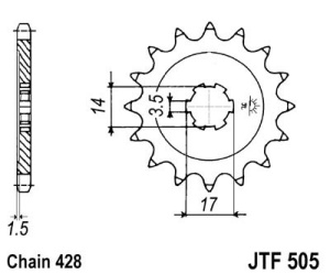 Pinion fata JT JTF 505-15 15T, 428 - Img 2