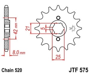 Pinion fata JT JTF 575-16 16T, 520 - Img 2