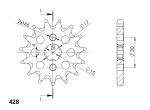 Pinion fata SUPERSPROX CST-274:13 13T, 428 - Img 2