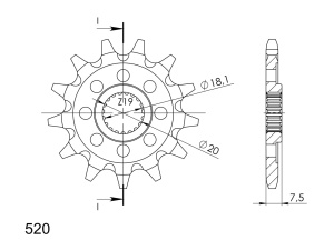 Pinion fata SUPERSPROX CST-326:14 14T, 520 - Img 2