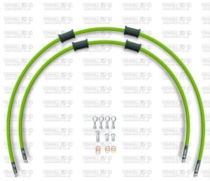 RACE Front brake hose kit Venhill POWERHOSEPLUS SUZ-6031FS-GR (2 conducte in kit) Green hoses, stainless steel fittings