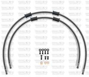 RACE Front brake hose kit Venhill POWERHOSEPLUS YAM-7014FB-BK (2 conducte in kit) Black hoses, black fittings