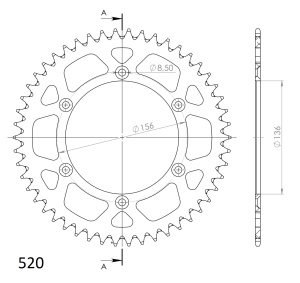 Rear ALU sprocket SUPERSPROX RAL-1512:48-RED Rosu 48T, 520 - Img 2