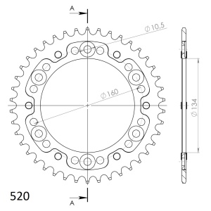 Rear sprocket SUPERSPROX STEALTH RST-1308:42-GLD auriu 42T, 520 - Img 2