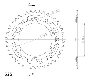 Rear sprocket SUPERSPROX STEALTH RST-899:42-GLD auriu 42T, 525 - Img 2