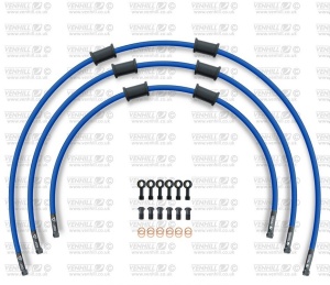 STANDARD Front brake hose kit Venhill POWERHOSEPLUS YAM-13008FB-SB (3 conducte in kit) Solid blue hoses, black fittings