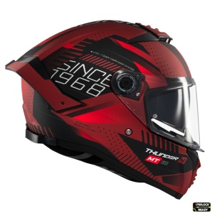 Detaliu grafica Luminence D5, casca MT Thunder 4 SV rosu mat