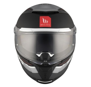 Casca MT Thunder 4 SV R25 B2 negru gri mat, vedere frontala cu viziera inchisa