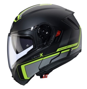 Casca modulabila (flip-up) Caberg model Levo X Elite L6 negru/gri/galben fluor mat Pinlock ready - lentila Pinlock inclusa (fibra de sticla) - Img 4