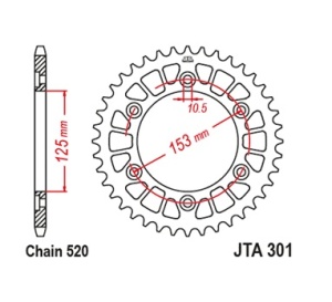 Foaie spate ALU JT JTA 301-39BLK 39T, 520 Negru - Img 2