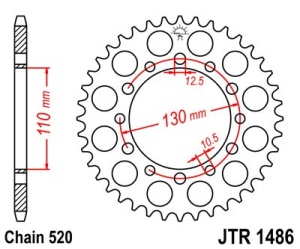 Foaie spate JT JTR 1486-42 42T, 520 - Img 2