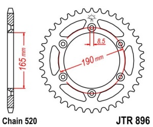 Foaie spate JT JTR 896-52 52T, 520 - Img 2