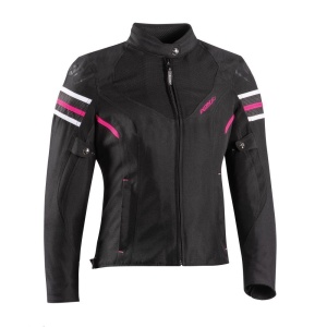 Geaca (jacheta) motociclete femei Racing/Roadster Ixon All season model Ilana Evo LS culoare: negru/fuchsia (roz)