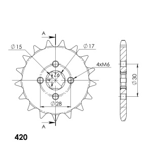 Kit de lant D.I.D Chain - Argintiu chain 420 D, Non-sealed, CHK front sprocket SUPERSPROX, CHK rear sprocket SUPERSPROX pentru HONDA CR 80 R / RB 1985 - Img 3