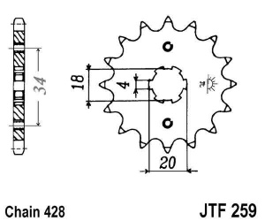 Kit de lant D.I.D Chain - Argintiu chain 428 D, Non-sealed, CHK front sprocket JT, CHK rear sprocket JT pentru DAELIM VS 125 Evolution 2000-2003 - Img 3