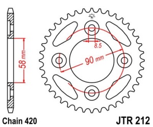 Kit de lant EK - Argintiu chain 420 DEH, Non-sealed, CHK front sprocket JT, CHK rear sprocket JT pentru HONDA ANF 125 Innova 2003-2012 - Img 5