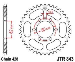 Kit de lant EK - Argintiu chain 428 DEH, Non-sealed, CHK front sprocket JT, CHK rear sprocket JT pentru YAMAHA DT 125 LC 1984-1987 - Img 5