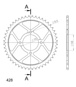 Kit de lant EK - Argintiu chain 428 DEH, Non-sealed, CHK front sprocket SUPERSPROX, CHK rear sprocket SUPERSPROX pentru SUZUKI RG 80 Gamma 1986-1987 - Img 5