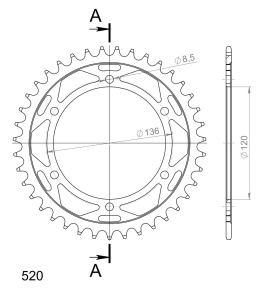 Kit de lant EK - Argintiu chain 520 SRO, O-ring, CHK front sprocket SUPERSPROX, CHK rear sprocket SUPERSPROX pentru YAMAHA RD 350 YPVS 1983-1992 - Img 5
