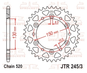 Kit de lant EK - Auriu chain 520 MVXZ, X-ring (X, NX, QX, XS), CHK front sprocket JT CHK rubber cushioned, CHK rear sprocket JT pentru HONDA NX 650 Dominator 1991-1994 - Img 6