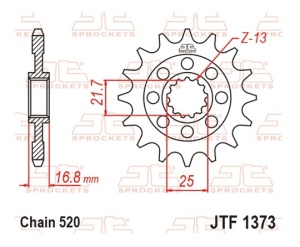 Pinion fata JT JTF 1373-17RB 17T, 520 rubber cushioned - Img 3