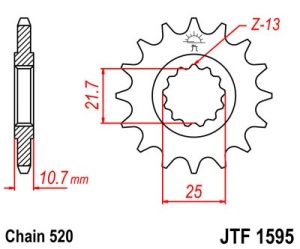 Pinion fata JT JTF 1595-16RB 16T, 520 - Img 2